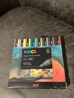 Posca Paint Markers - Set of 8, Earth Tone Colors, Medium Bullet Tip, 2.5 mm