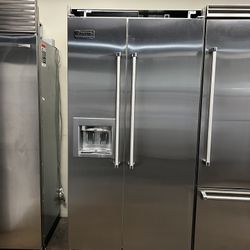 Viking 42”Wide Built In Stainless Steel Side By Side Refrigerator 