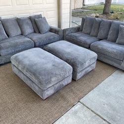 Sofa Set + 2 Ottomans
