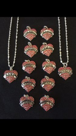 NEW Pink Name Heart Charm on Sterling Chain