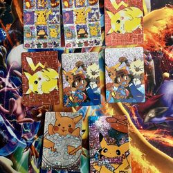  90's Pokemon Pocket Monsters Vending Sticker Vintage Set Of 8 