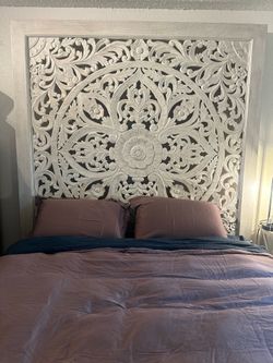Hand carved queen bed