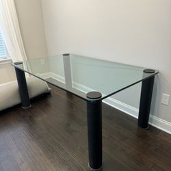 Mid Century Modern Style Glass Dining Table - 72” x 42”