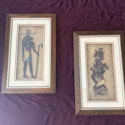 Unique Style, Vintage Patina Framed Egyptian Deity’s /Art WorkShallowdFrame