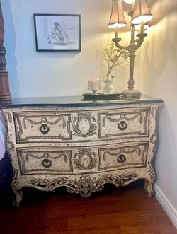 French Louis XV Bombe Chest – Marble Top – Elegant Statement Piece