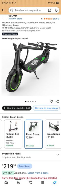VOLPAM Electric Scooter, 350W/500W Motor, 21/28/40 Miles Long Range
19 MPH Max Speed, 8.5"/10'' Solid Tire, Lightweight EScooter with Dual Brakes & Li