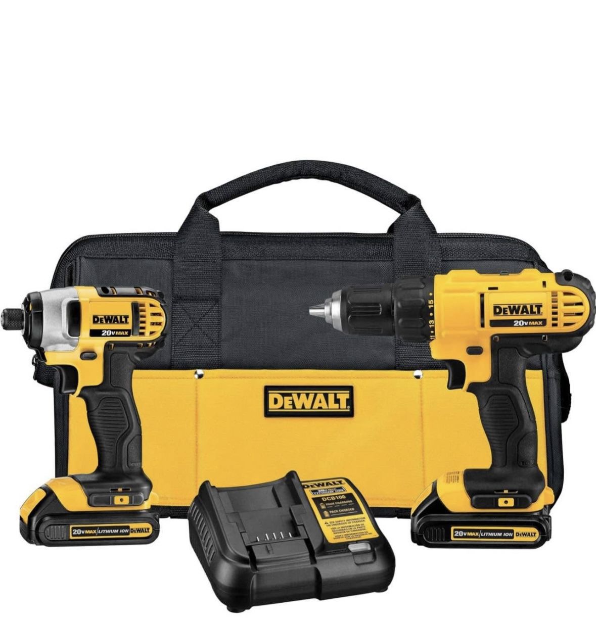 DEWALT 20V MAX Cordless Drill and Impact Driver, Power Tool Combo Kit with 2 Batteries and Charger