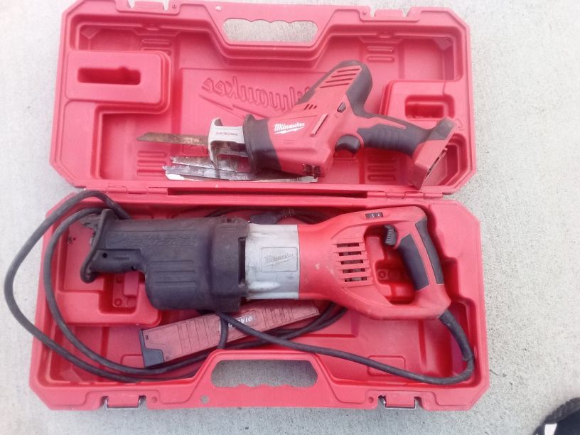 Milwaukee Corded Sawzaw 6538-21 And Cordless Milwaukee Hackzaw Battery Not Included
