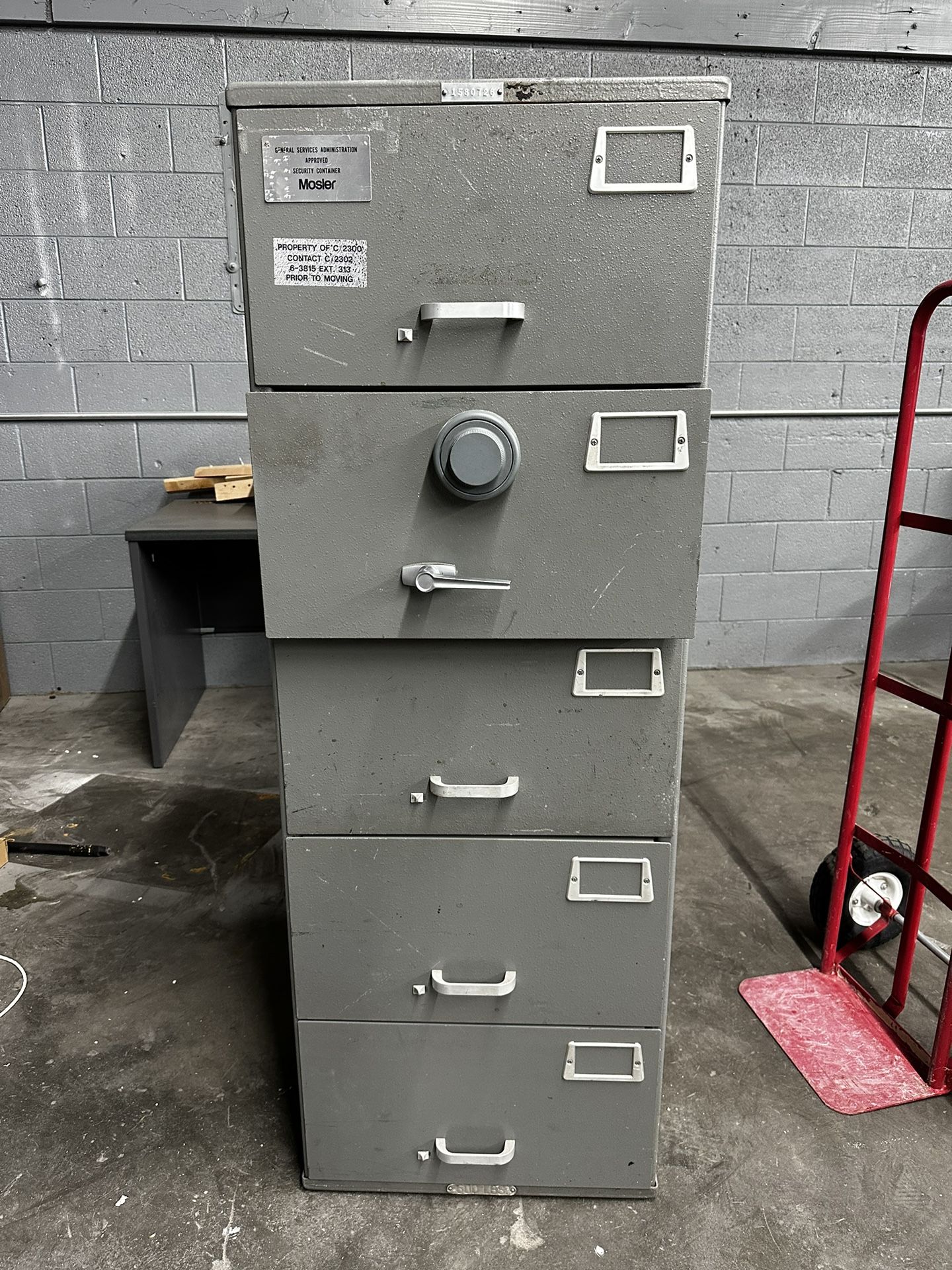 Mosler Heavy Duty 5 Drawer File Cabinet GSA Class 6