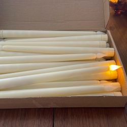 24 Flickering Flameless Candlesticks (cream)