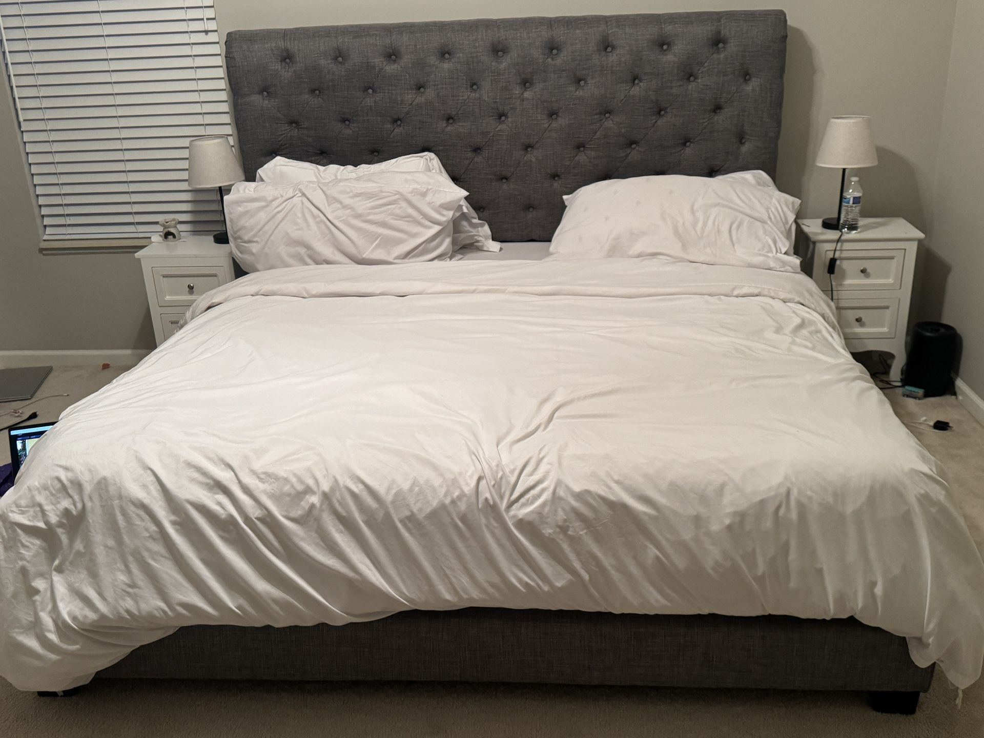 Upholstered King Size Bed With Box Spring