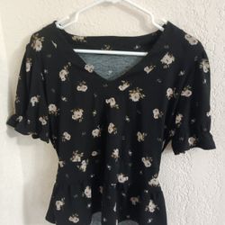 Black Formal Top With Flowers