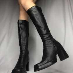 Nine West Chunky Heel Leather Boot