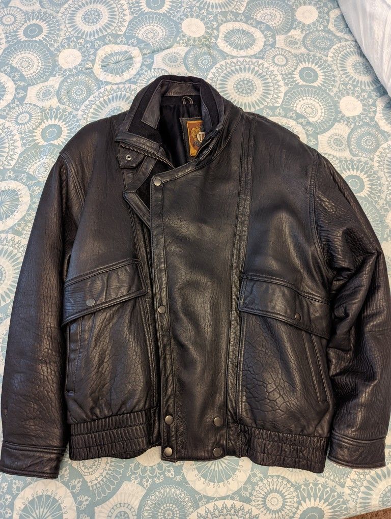 IOU Black Leather Jacket XL