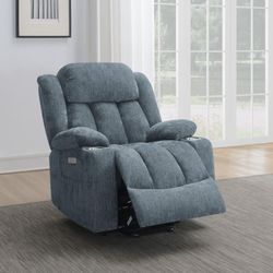 Slate blue upholstered electric reclining chair SUPER SPECIAL OFFER