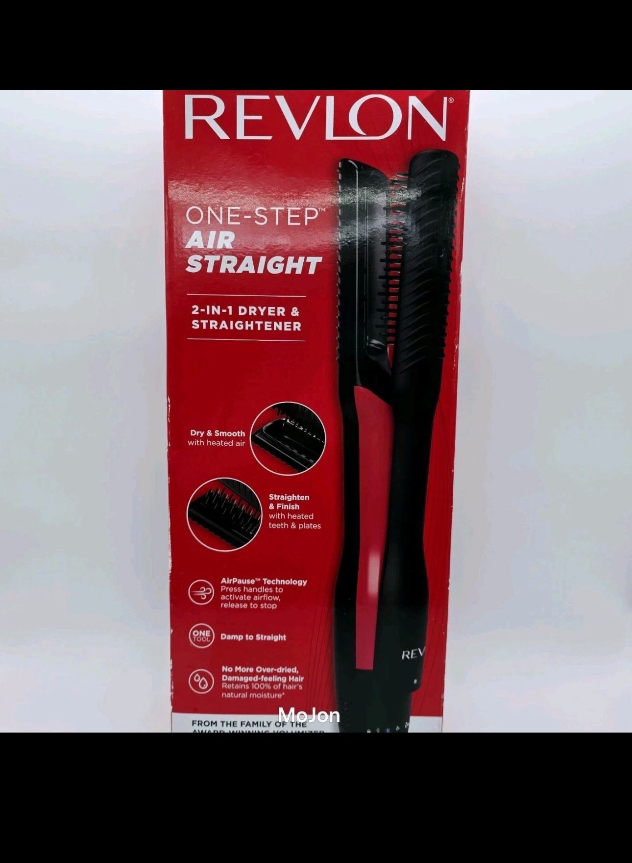 Revlon One-Step Air Straight 2-in-1 Dryer & Straightener Black 6-Heat Settings.