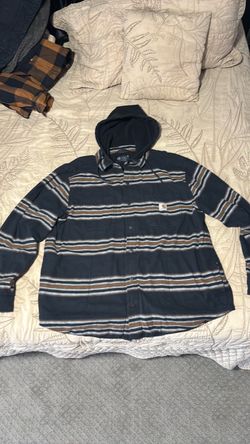 Carhartt Striped Hooded Flannel Shirt Jacket