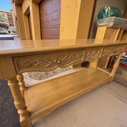 🌿 Solid Wood Carved Console Table – Entryway / Hall Table – Excellent Condition