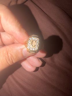 Custom 10k gold c initial ring