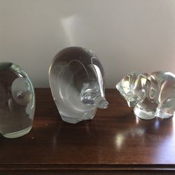 Glass Dog Owl Elephant Pieces