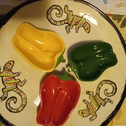 Chip And Dip Serving Plate (handmade(