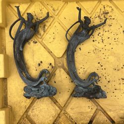 Pair Of Cast Iron 12” Statues