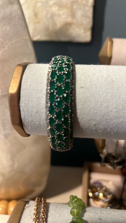 silver and naturalEmerald bracelet 925  $800.00