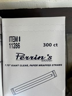 Perrin's Brand Giant Clear Paper Wrapped Straws 300ct