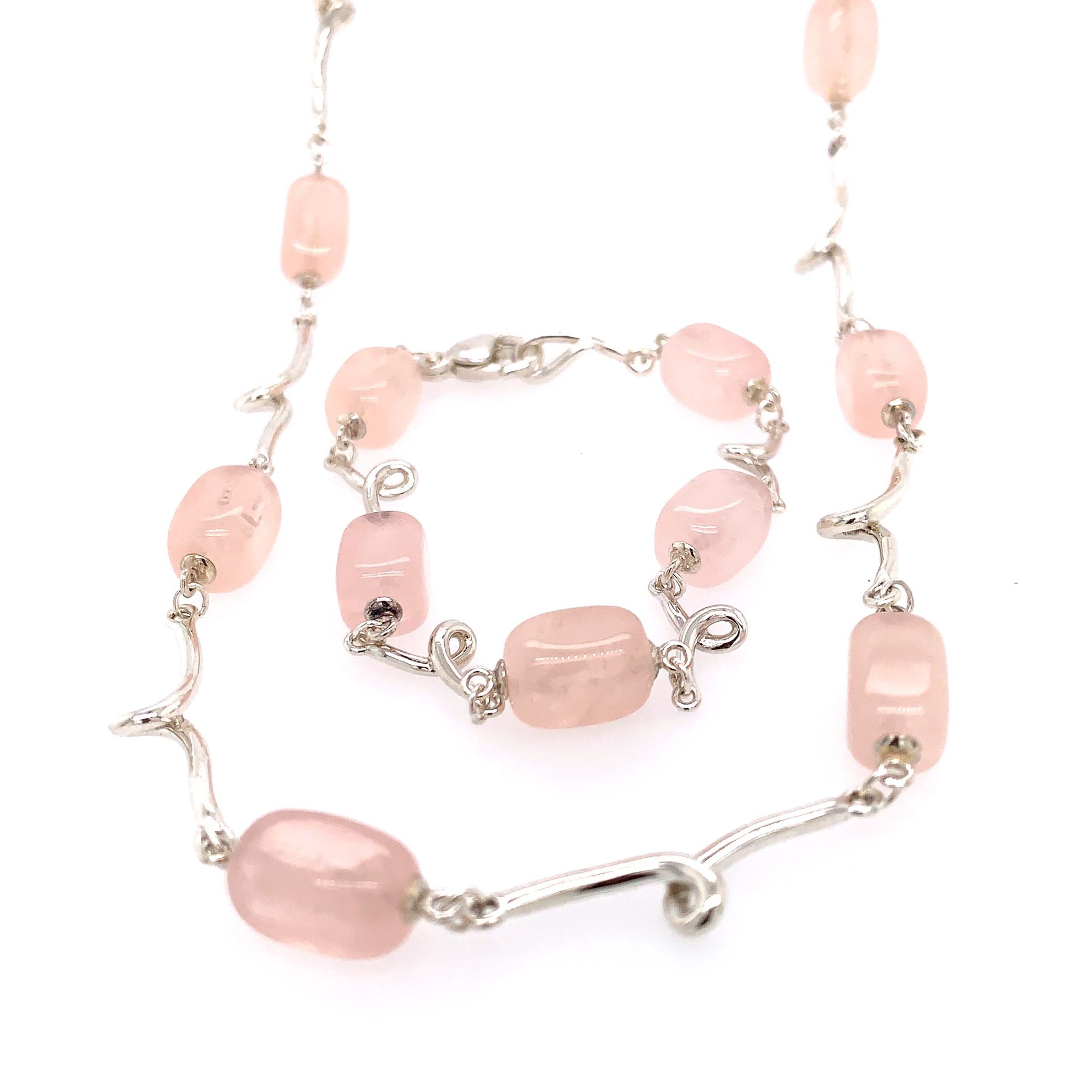 Tiffany and Co. Pink Quartz Necklace and Bracelet Set