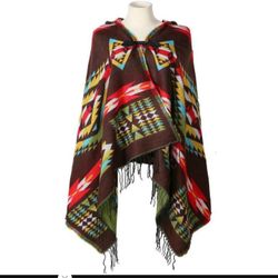 Aztec Print Poncho