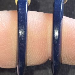 Blue Thin Open Hoop Earrings