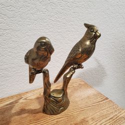 Vintage Brass Cockatoos on a perch