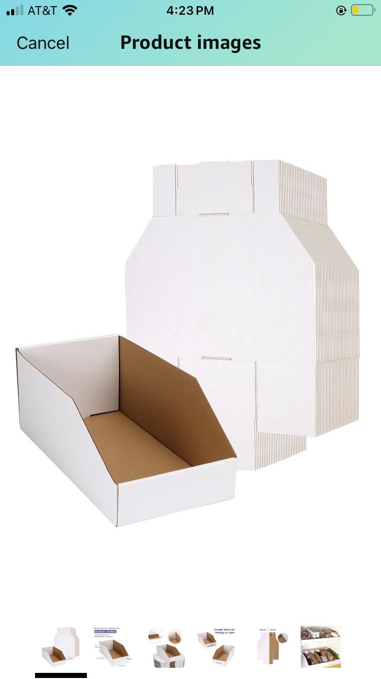 Cardboard Boxes, Pack of 35 Corrugated Storage Bins 12x6x4.5 inch