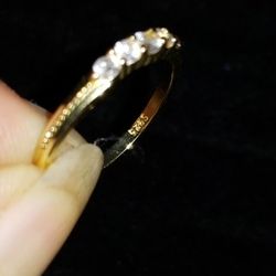 5 White Sapphires Set In 925 Sterling silver/ Gold Plated 