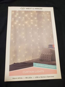 West & Arrow Curtain Lights Warm White 96 LEDs USB