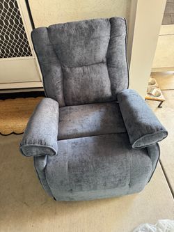 Blue Fabric Recliner Armchair