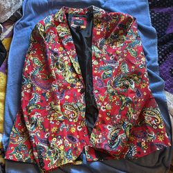 Forever 21 Red Paisley Blazer – Bold Statement Jacket