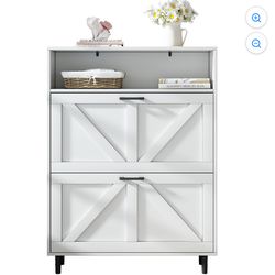 Shoe Storage Cabinet Farmhouse Shoe Storage with Barn Door, Shoe Organizer with 2 Flip Drawers for Entryway,Foyer,Hallway