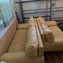 Yellow Leather Sofa Set