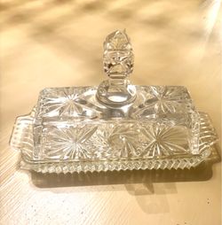 Vintage crystal covered butter dish