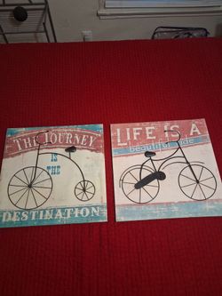 Vintage Bicycle Wall Art Signs Set of 2