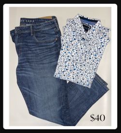 🎄Men’s Jean + Shirt Bundle 38x32 / XL🎄