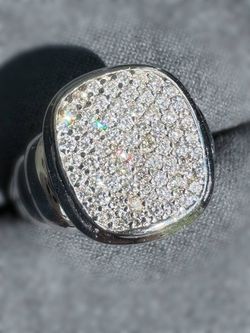 Vintage 18k white gold David Yurman Noblesse 0.8CTW Pave Natural Diamond cable Ring Size 7