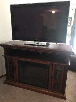 Solid Wood TV Stand & 50 inch Samsung TV