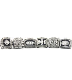Raiders Fan Fashion Ring, XiaKoMan LV Year 1976,1980, 1983 Raiders Football Championship Rings Set Champions Rings Set with Deluxe Wooden Box
