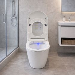 Smart Toilet with Bidet Built In, Foot Sensor Operation, Elongated Tankless Toilet with Automatic