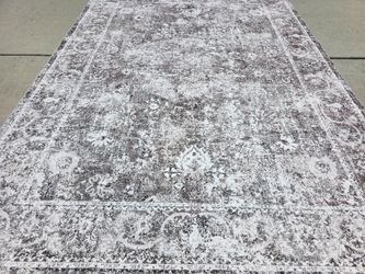 8x10 Large Washable Area Rug Vintage Distressed Floor Carpet Traditional Floral Rug, Soft Thin Rug, Non Slip Non Shedding Low Pile
