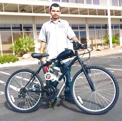 NEW FULLY MOTORIZED BIKE $399.99 100 mpg 30+ mph keep it under 20 mph Wear helmet use lights Pedal start Pedal or m