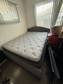 Queen bed frame with mattress