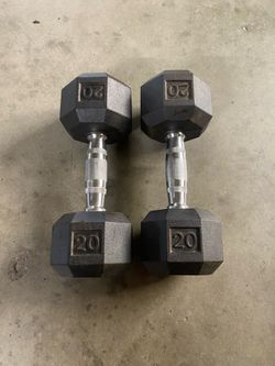 Pair of 20 lbs HEX Dumbbells / Weights - 40 lbs total